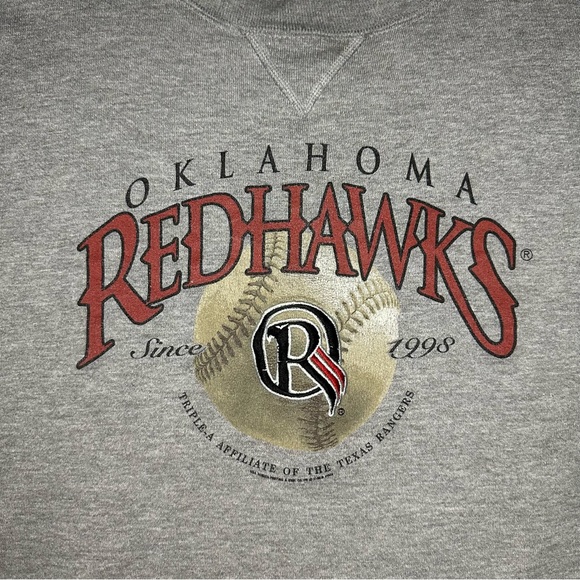 Vintage 90s Oklahoma RedHawks Sweatshirt Men's 2XL Graphic Crew Neck Gray - Picture 3 of 7
